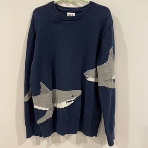 GAP Boys graphic crewneck shark face sweater. Color blue, size medium.